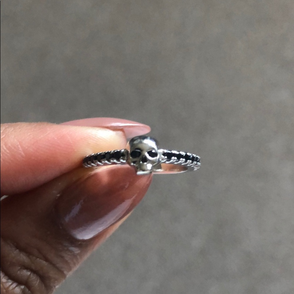 white gold skull with black diamond half band